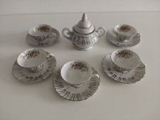 Servizio caffe Bavaria 5 tazzine e zuccheriera con Decori Argento