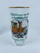 Vtg. German Beer Glass - Gruner-Brau A.G. Gold Rim (.2L)