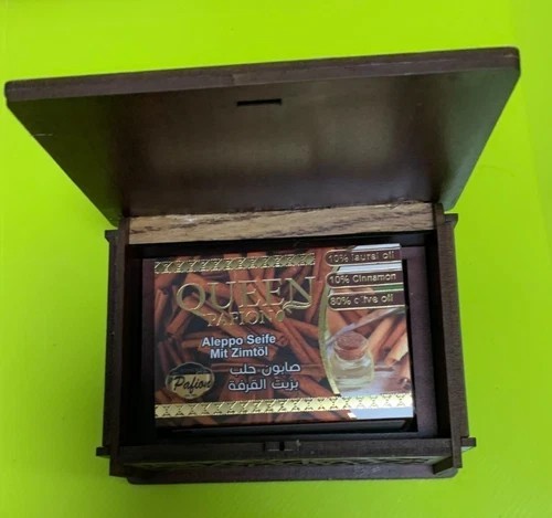 Seife mit Zimtöl (Holzkiste) Almalika 150g Queen Pafion Luxe