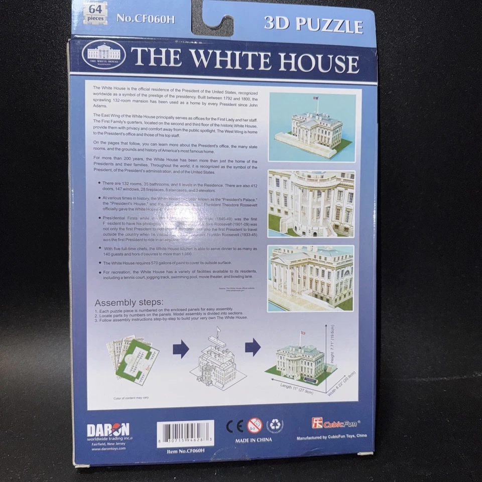 Daron - The White House 3D Puzzle - 64 Pieces - Washington DC. - Image 3 of 4
