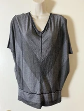 MAX Studio Top SZ S Stretch Crop Wide Waistband Cold Shoulder Knit Striped