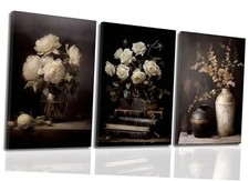 Vintage Moody Flower Wall Art Dark Floral Rustic Wall decor 16x24in Canvas