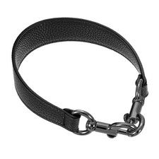14.17 Inch PU Leather Short Bag Strap with Clasp Black Grey Buckle