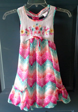 Jona Michelle Young Girls Sleeveless Sun Dress Size 6 Floral  Geometric Design