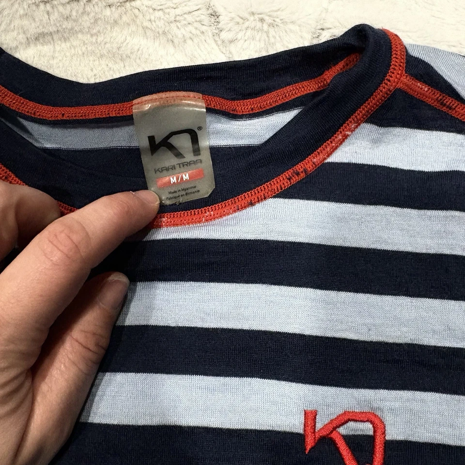 Топ женский Kari Traa средний Ulla с длинным рукавом базовый слой синий в полоску шерсть мериноса - Изображение 3 из 4