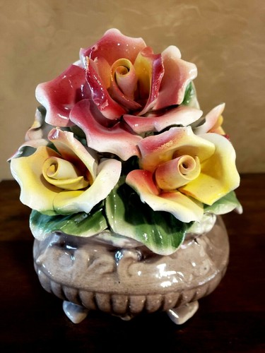 Vintage Authentic Italian Italy Capodimonte Handmade Ceramic 3D Rose Figurine - Picture 11 of 11