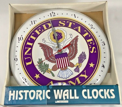 US Military Theme 14" Wall Clock - America Patriotic Service Retro Made in USA - Picture 18 of 18