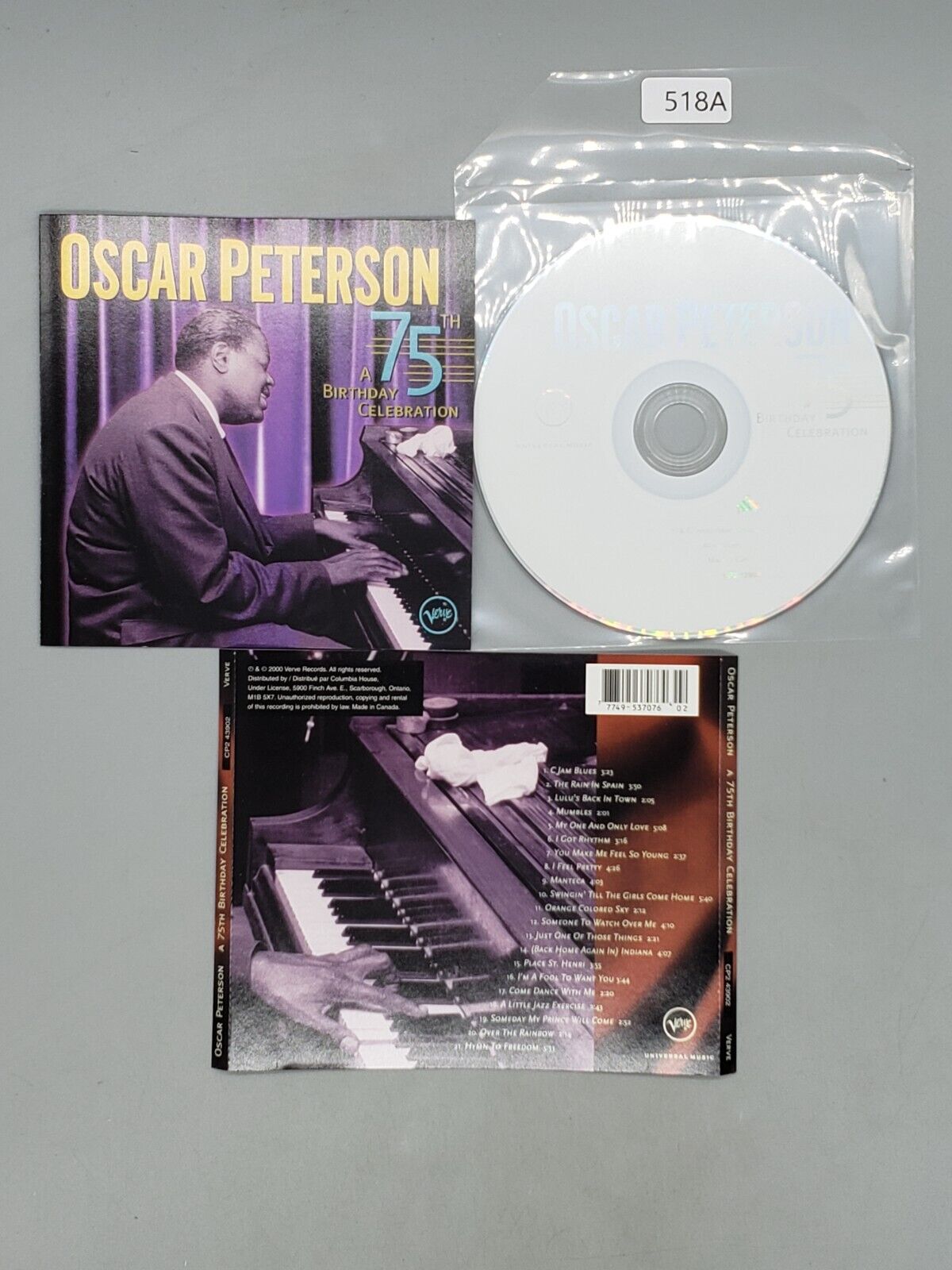 A 75th Birthday Celebration by Oscar Peterson (CD) Disc Only No Tracking
