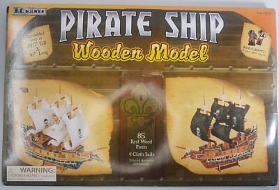 B.C. Bones Pirate Ship Wooden Model Kit Black Sails, 14.5'' x 16'' When Assembled