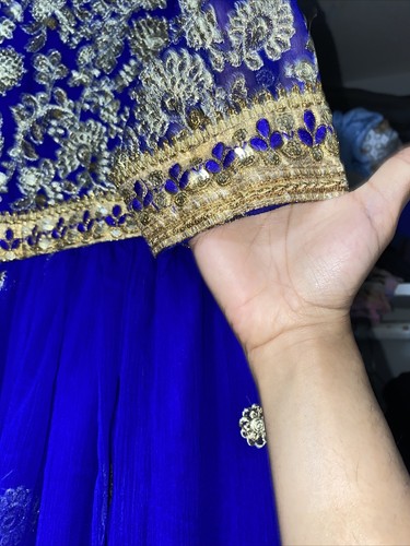 Desi indisches Brautkleid Hochzeit Party wunderschön royalblau und gold - Bild 4 von 6