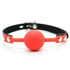 Ball gag ball block red silicone bite red bondage fetish bdsm constrictive