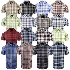 Plaid Short Sleeve Shirt Mens Button Down Collar Western Pocket ALL NEW COLORS