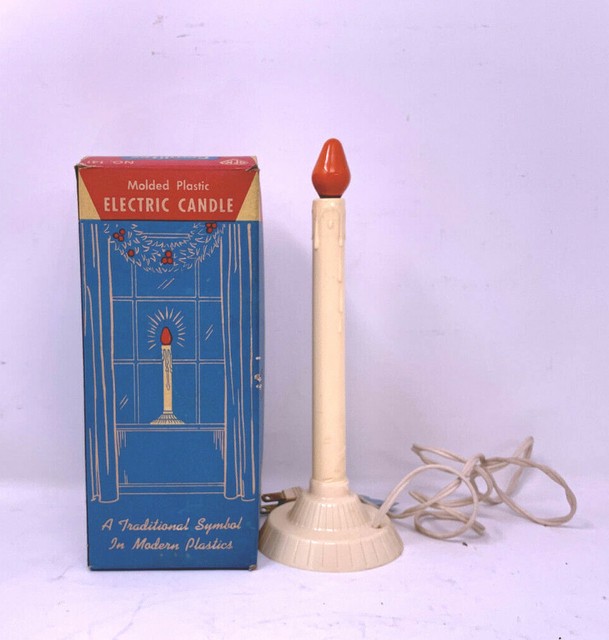 Vintage 1950s Gemlites Working Plastic Electric Window Candle With Box