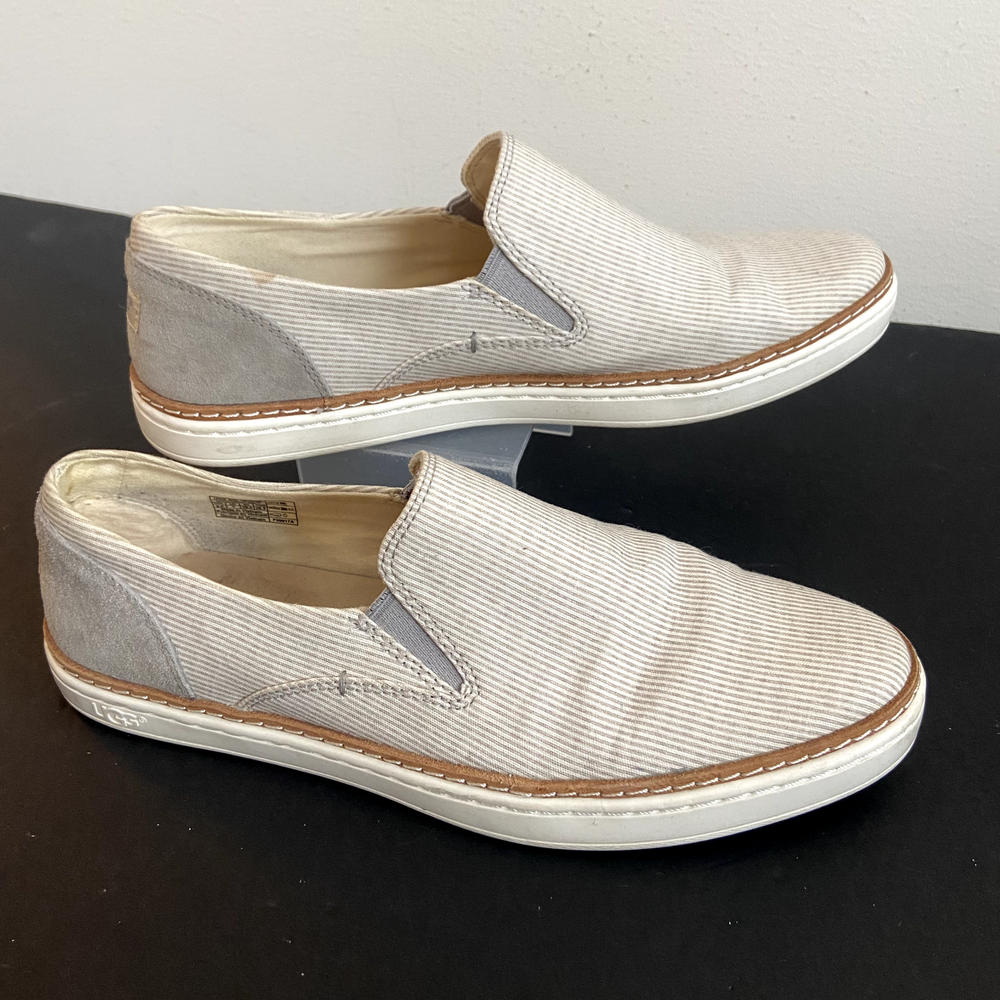 UGG Womens Adley Sneakers Sz 8.5 Striped Beige Slip On Casual Shoes