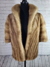 Elegant Vintage Douglas Furs Charlotte NC Genuine Mink Stole Wrap Light Brown