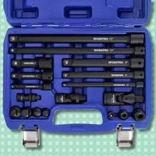 18-PCS Drive Tool Accessory Set 1/4"&3/8"&1/2" Socket Adapter Extensions