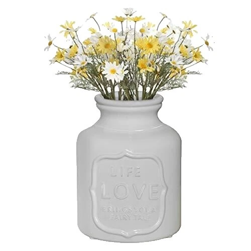 French Country White Ceramic Vases