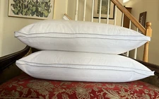 Pair LONDON LUXURY King Waterfoll Feathers And White Down Insert Pillows