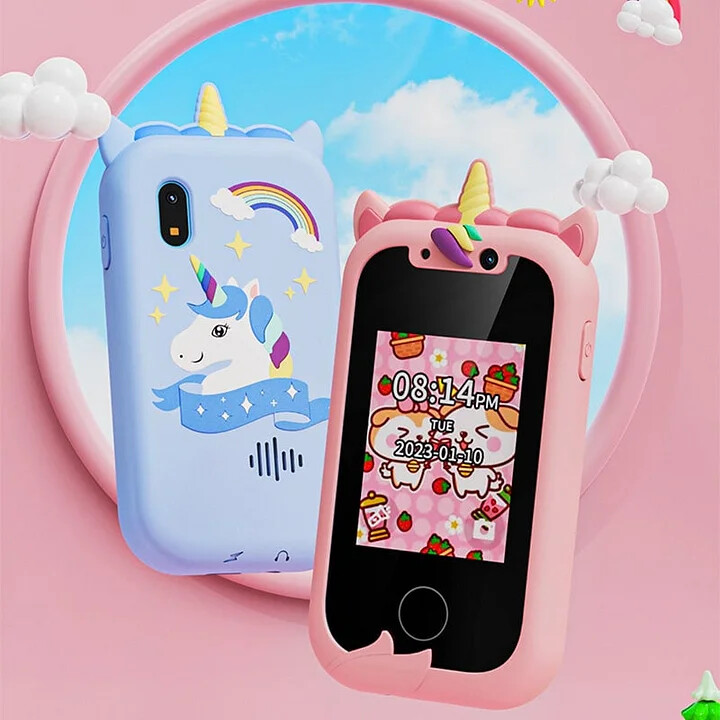 Appareil photo enfants et lecteur MP3 sur smartphone rose tactile
