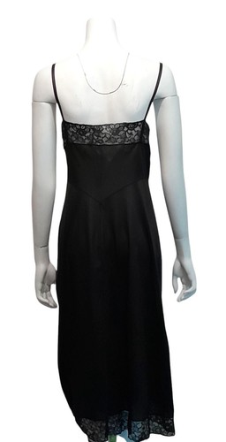 Vintage 50s Sz 36 Silky Nylon Lace Accent Pin Up Full Dress Slip Dark Choc Brown - Picture 4 of 11