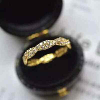 2Ct Round Cut Lab Created Diamond Engagement Band Ring 14k Yellow Gold Plated
