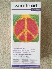 Wonderart LATCH HOOK KIT PEACE SIGN - Shaggy 12'' x 12'' NEW Sealed Box