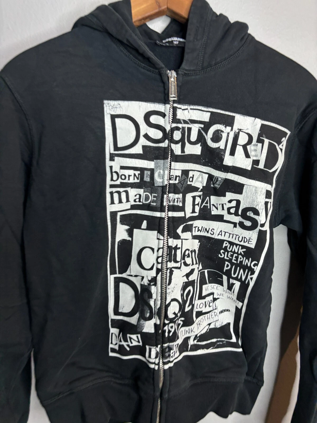 Felpa nera con cappuccio e zip DSQUARED2 ragazzo taglia 14Y 3742