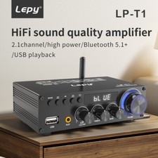 Lepy LP-T1 300W Mini HiFi BASS 2.1 Car Home LED Audio Amplifier Mobile PC Player
