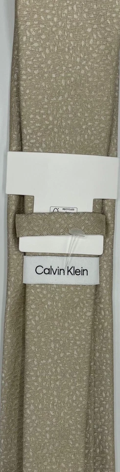 Corbata de mezcla de seda para hombre Calvin Klein ~ beige ~ motivo floral ~ NUEVA PRECIO DE VENTA SUGERIDO POR EL FABRICANTE: $69,50 Foto 3 de 4