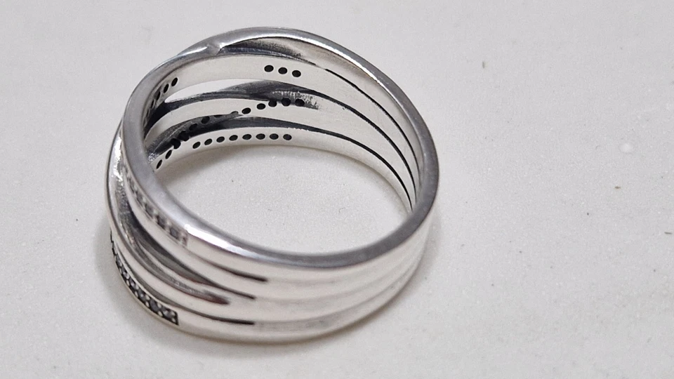 Anello Pandora Fascia intrecciata Argento S925 tg 58/18,5 - Immagine 2 di 3