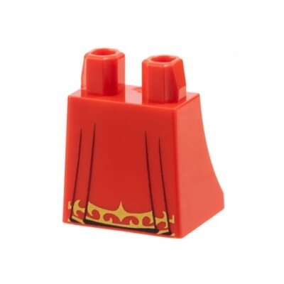 LEGO - Minifig, Lower Body - Skirt with Black Gathers and Gold Trim at End - Red
