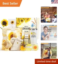 Elegant Sunflower Gift Basket with Spa Essentials - Gifts for Women, 10 Pieces