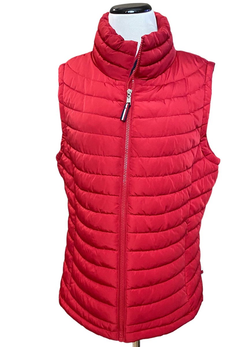 Tommy Hilfiger Red Puffer Vest Womens Small Pockets Ski Winter Size L