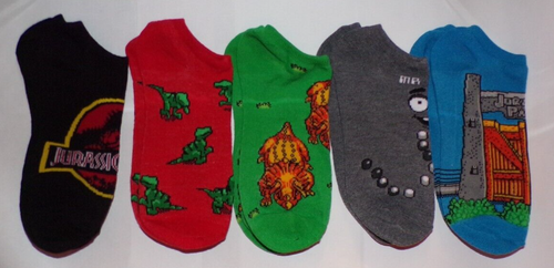 Jurassic PARK 5 Pr. Socks Tyrannosaurus T-Rex Atrociraptor Spinosaurus Size 4-10 - Picture 3 of 3