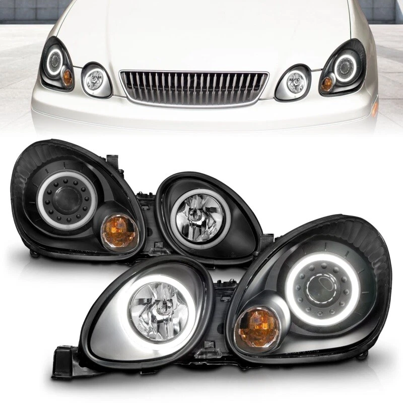 ANZO For 1998-2005 Lexus Gs300 Projector Headlights W/ Halo Black Foto 3 de 4