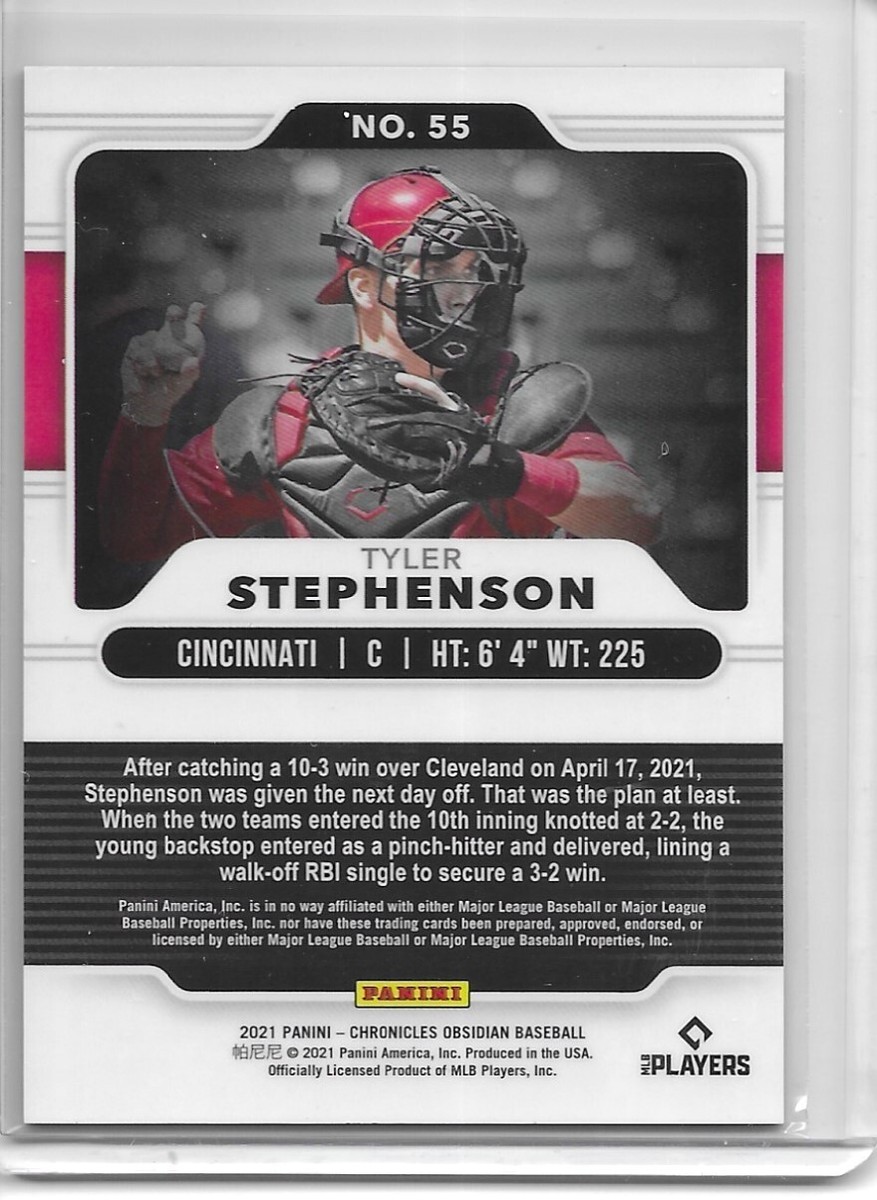2021 Panini Chronicles Baseball Obsidian #55 Tyler Stephenson RC