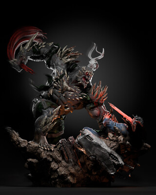 Doomsday vs. Superman, DC, DCEU, Comics, Statue, 3D Druck, Fan Art, UNBEMALT