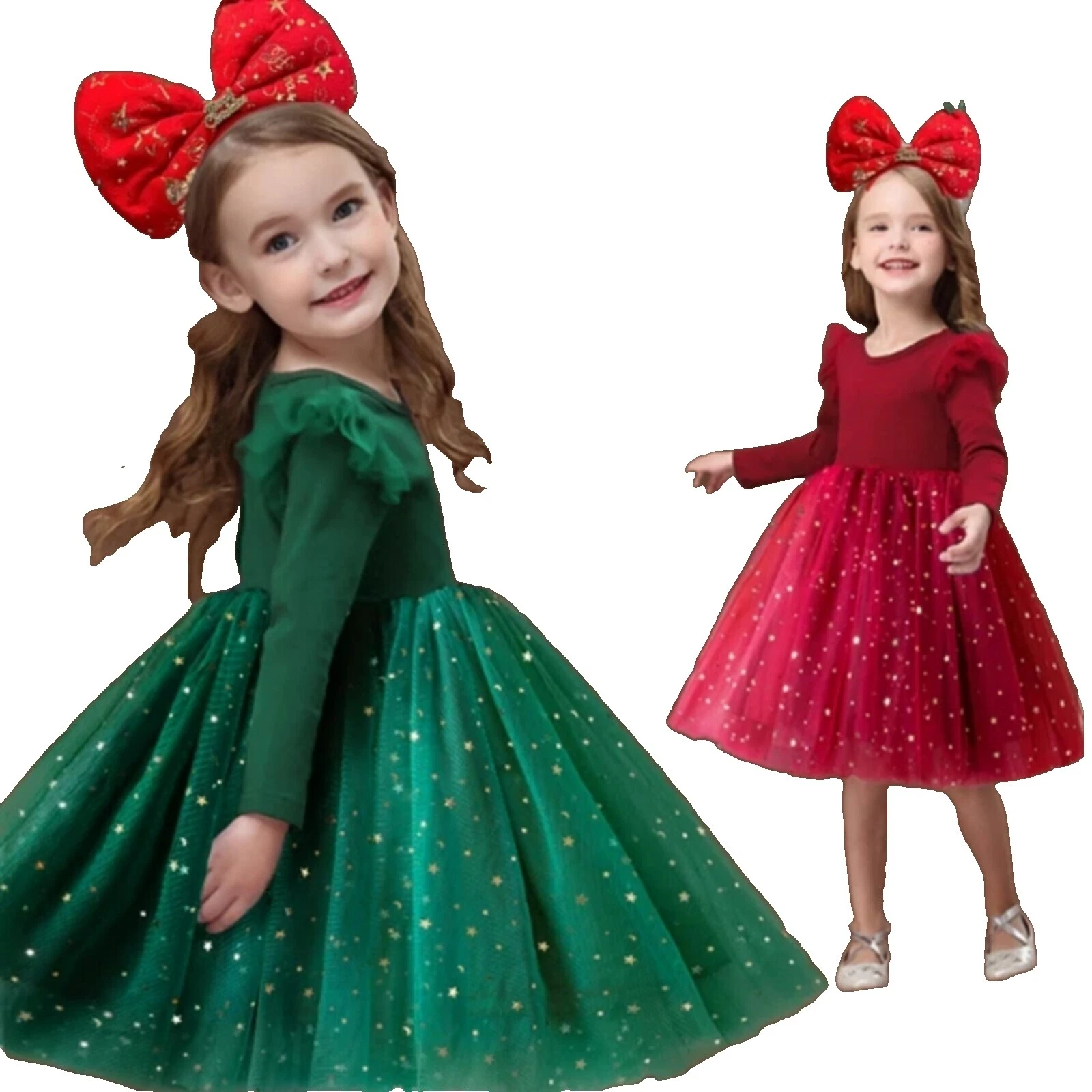 Vestidos Viscosa de Navidad Para Niñas