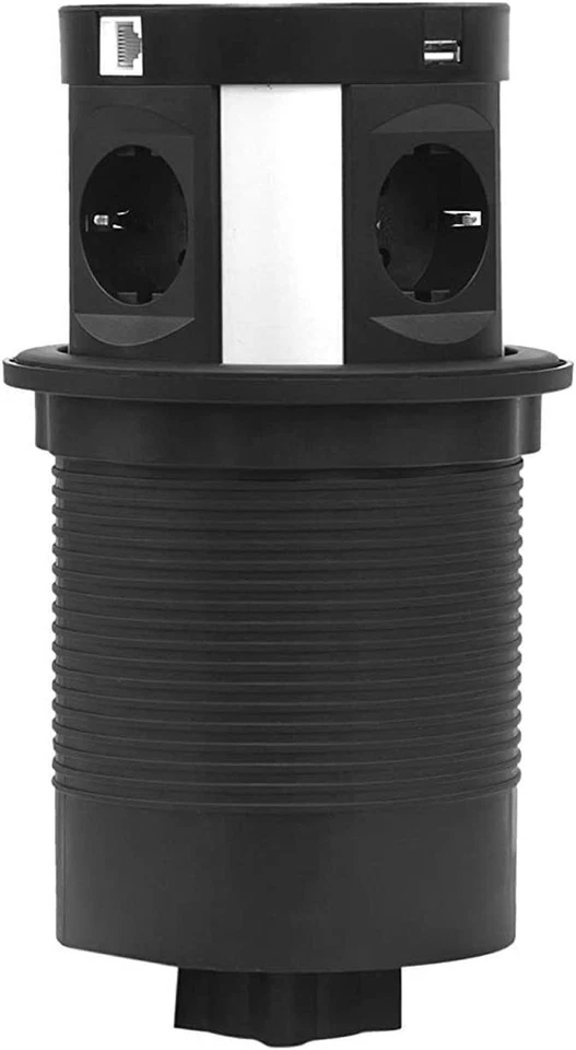 ELBE INNO Tischsteckdose Versenkbar Mehrfachsteckdose 4-fach Steckdose USB Induktion LAN