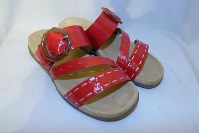 RIEKER antistress bequeme Sandalen Pantoletten rot vegan Lacklederoptik NEU - Bild 1 von 4