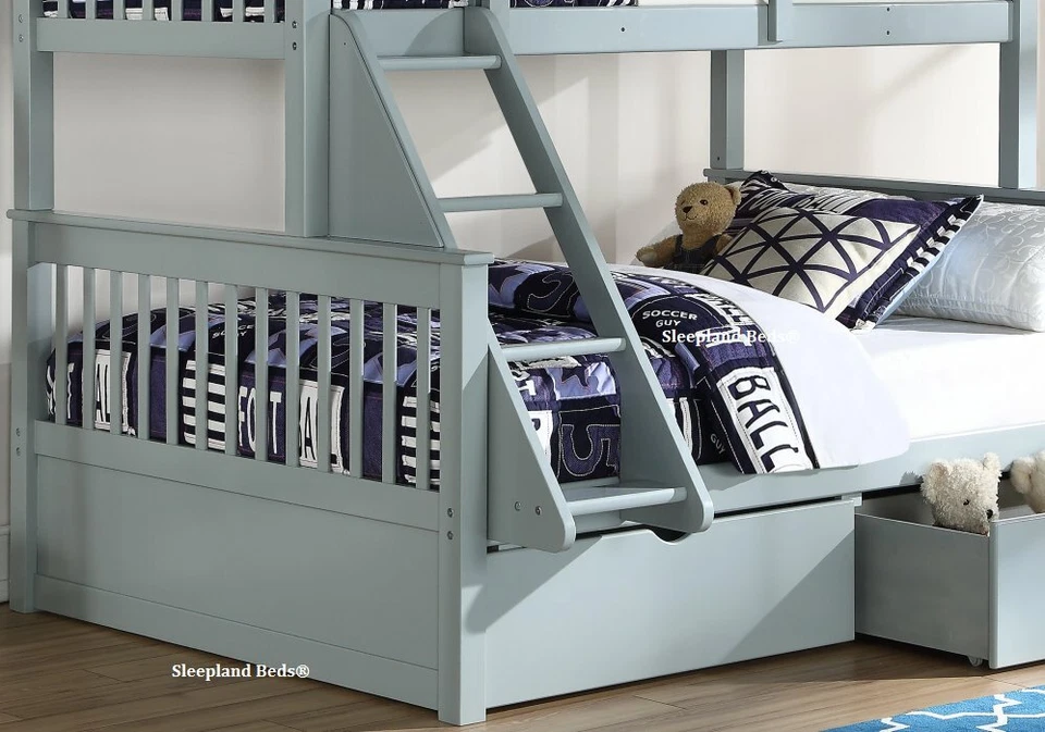 Grey Triple Sleeper Bunk Bed With Storage Drawers - Solid Pine - Brand New Bunks - Image 4 of 4