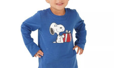 Munki Munki Nite Nite toddler 4T Peanuts Snoopy Christmas Pajama Shirt top blue