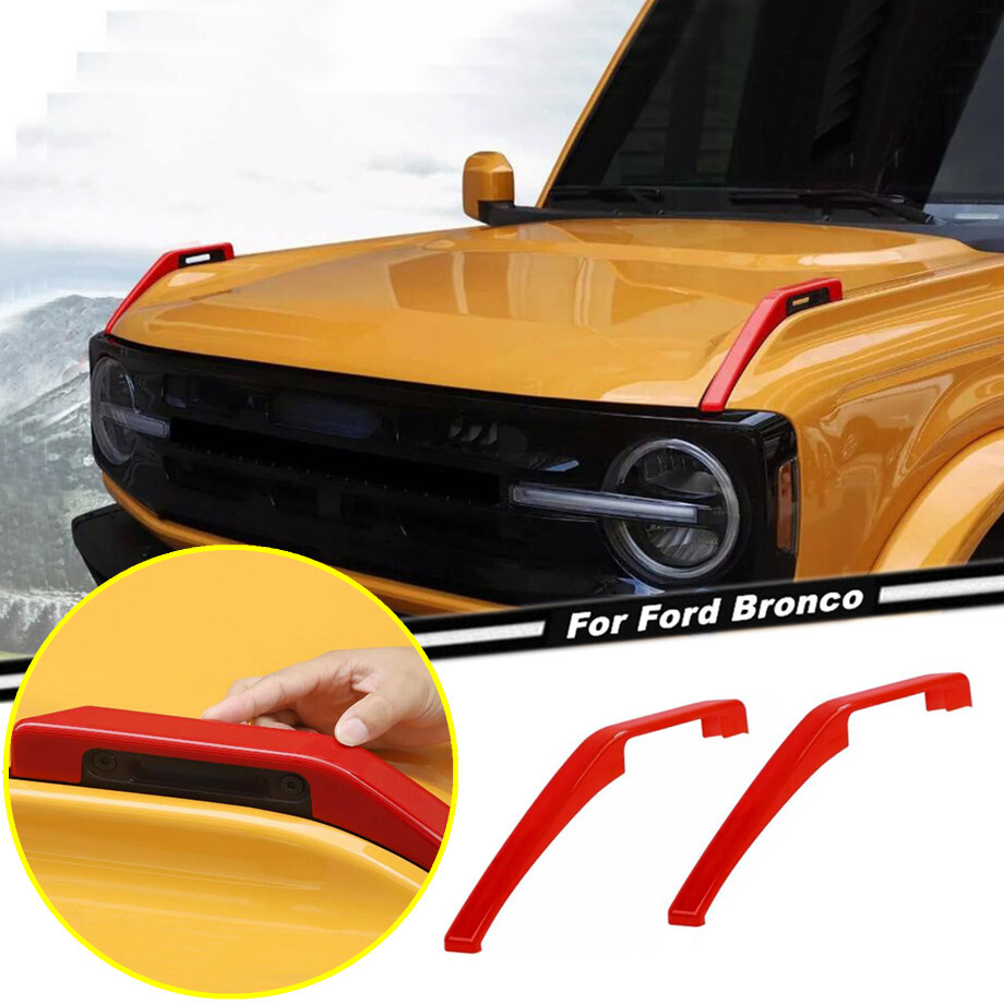 For 2021-2024 Ford Bronco ABS Red Exterior Front Engine Hood Hinge Trim Cover 2P
