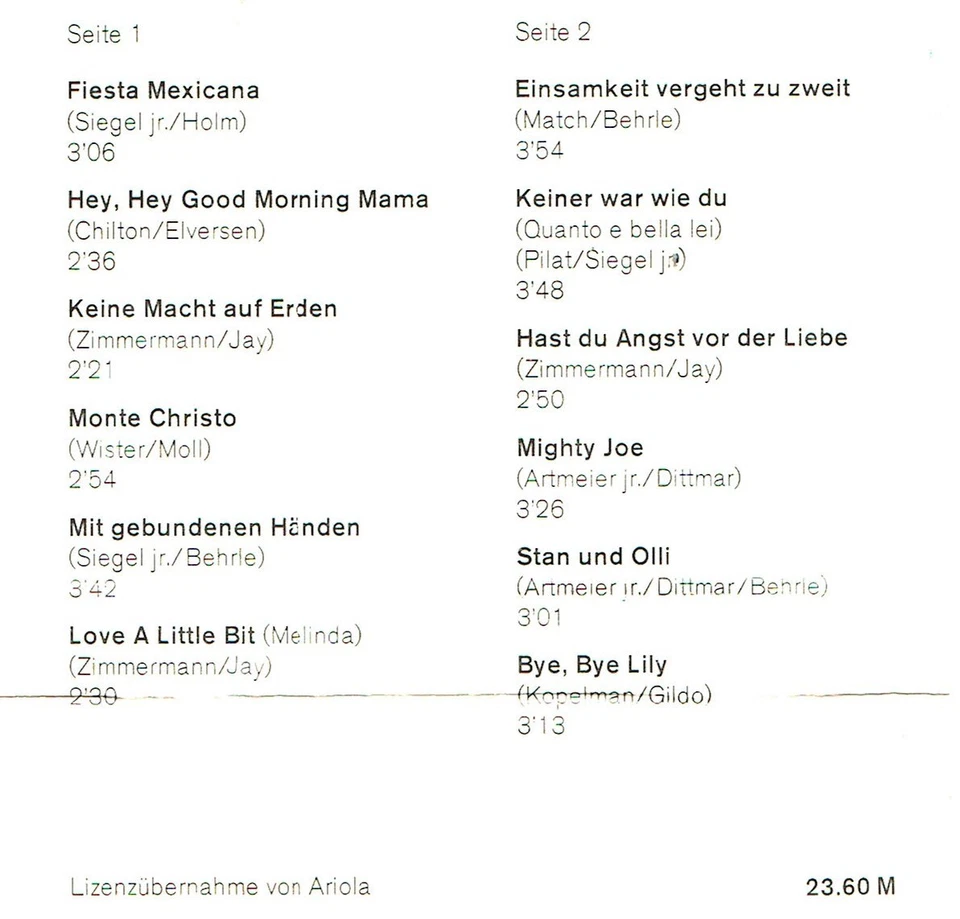 MC - Rex Gildo - Mein Autogramm - Fiesta Mexicana, Love A Little Bit (Melinda) - Bild 2 von 2