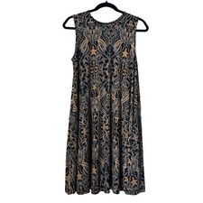 Tahari Women's Sleeveless Paisley Black/Gold Dress, Size M