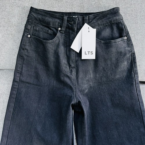 Denim Long Tall Sally Jeans Women Size US 4 LTS Tall Black Pant Stretch Wide Leg - Picture 3 of 18