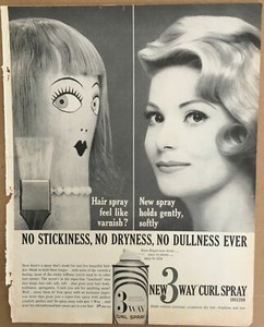 3 Way Curl hairspray print ad 1960 vintage advert retro 60s art beauty ...