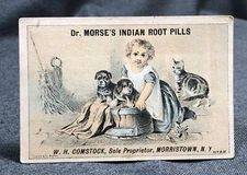 Dr. Morse's Indian Root Pill Antique Victorian Trade Card VTC Cats Morristown NY