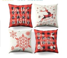 New Christmas Pillow Covers 18 X 18 Inch Set of 4 Throw Pillow Covers