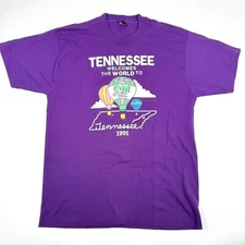 Vintage Tennessee Welcomes the World to OM World Finals 1991 Purple XL Tshirt